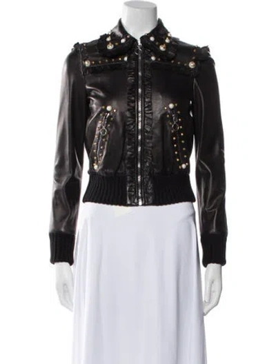 Pre-owned Gucci Leather Biker Jacket In Black