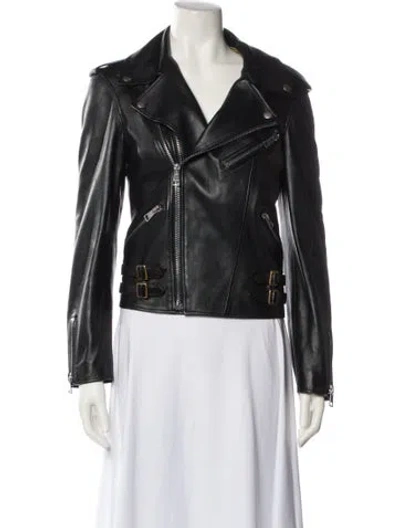 Pre-owned Gucci Leather Biker Jacket In Black