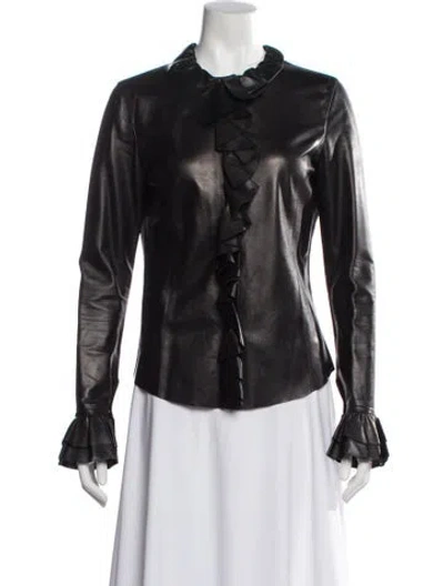 Pre-owned Gucci Leather Biker Jacket In Black