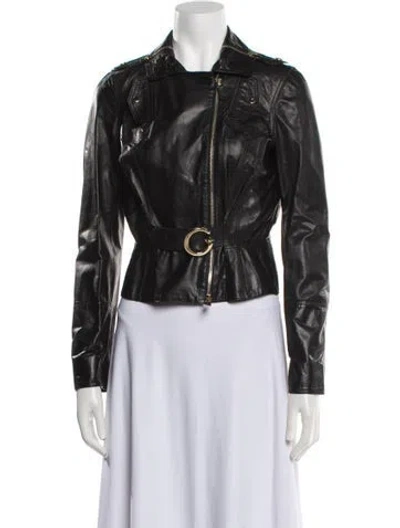 Pre-owned Gucci Leather Biker Jacket In Black