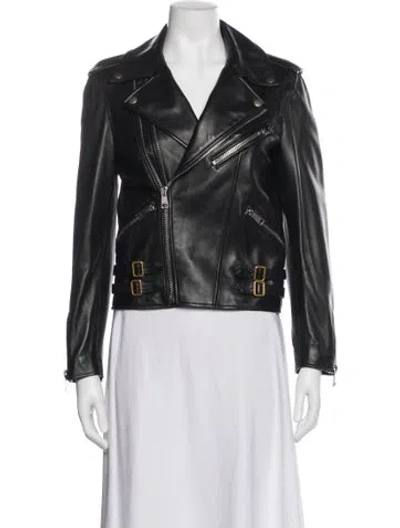 Pre-owned Gucci Leather Biker Jacket In Black