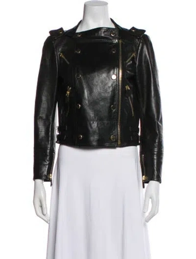 Pre-owned Gucci Leather Biker Jacket In Black