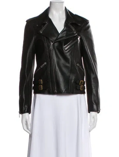 Pre-owned Gucci Leather Biker Jacket In Black