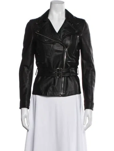 Pre-owned Gucci Leather Biker Jacket In Black
