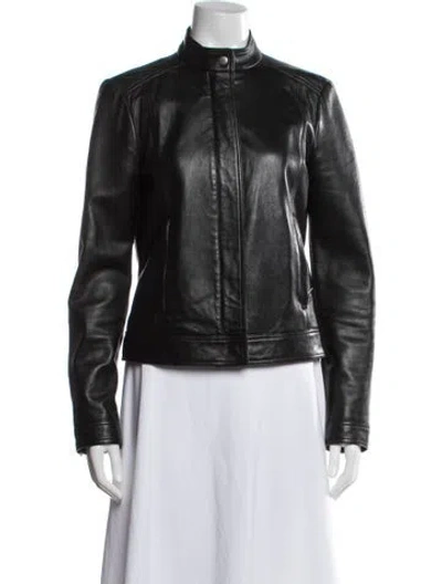 Pre-owned Gucci Leather Biker Jacket In Black