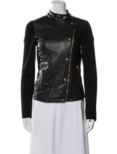 Pre-owned Gucci Leather Biker Jacket In Black