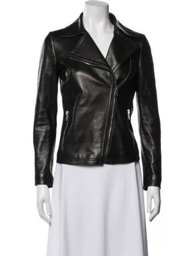 Pre-owned Gucci Leather Biker Jacket In Black