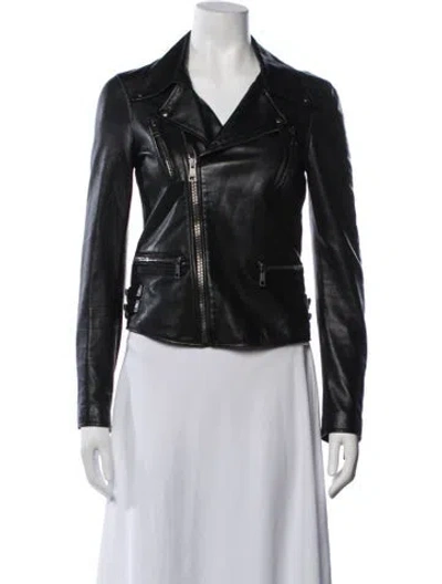 Pre-owned Gucci Leather Biker Jacket In Black