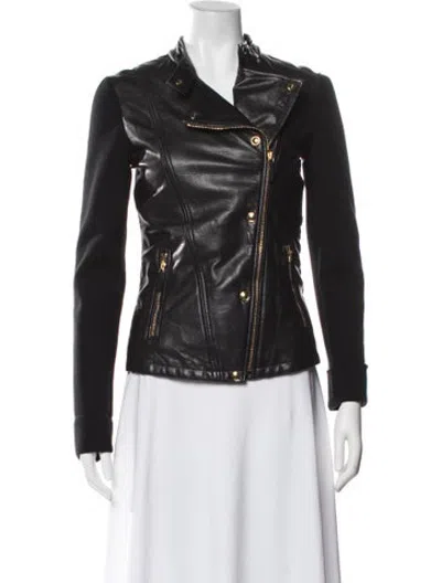 Pre-owned Gucci Leather Biker Jacket In Black