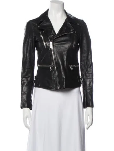 Pre-owned Gucci Leather Biker Jacket In Black