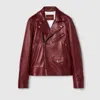 Gucci Biker Leather Jacket In Burgundy