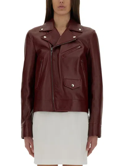 Gucci Leather Biker Jacket In Brown