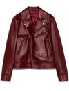 Gucci Biker Leather Jacket In Burgundy