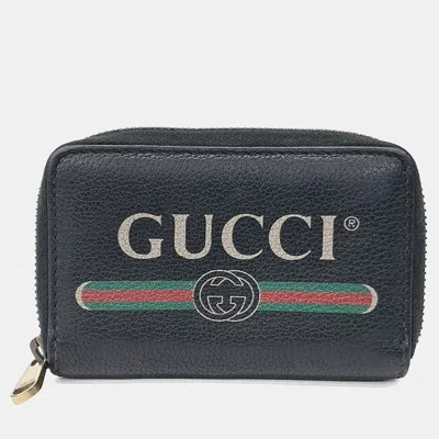 Pre-owned Gucci Leather Black Card Wallet (496319)