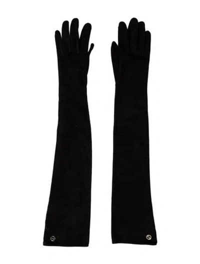 Pre-owned Gucci Leather Black Long Gloves
