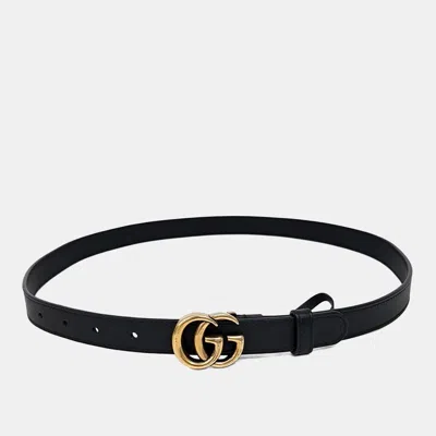 Pre-owned Gucci Leather Black Marmont Belt (409417)