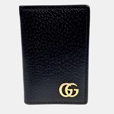 Pre-owned Gucci Leather Black Marmont Card Holder (547075)