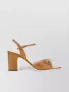Gucci Leather Block Heel Sandals With Gold-tone Hardware