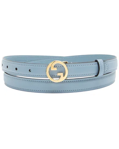 Gucci Leather Blondie Belt (authentic Pre-loved) In Blue