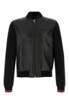 Gucci Black Bomber Jacket With Front Logo In Nappa Leather And Mesh Man In Black