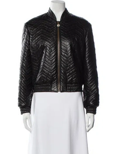 Pre-owned Gucci Leather Bomber Jacket In Black