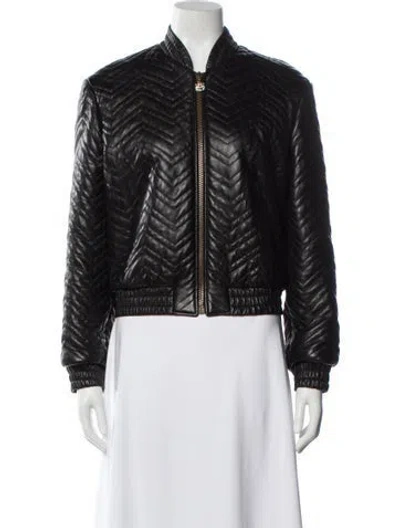 Pre-owned Gucci Leather Bomber Jacket In Black