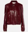 Gucci Naplack Leather Bomber Jacket In Red