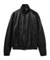 Gucci Leather Bomber Jacket With Logo In Black