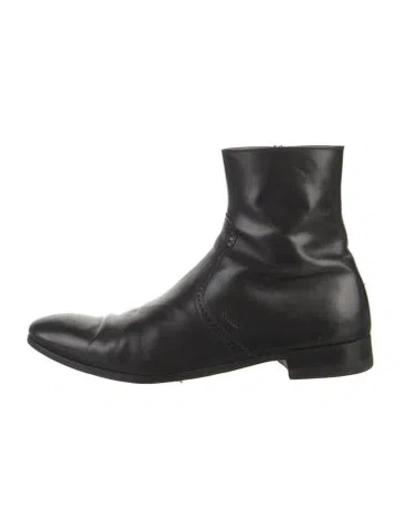 Pre-owned Gucci Leather Boots In Black