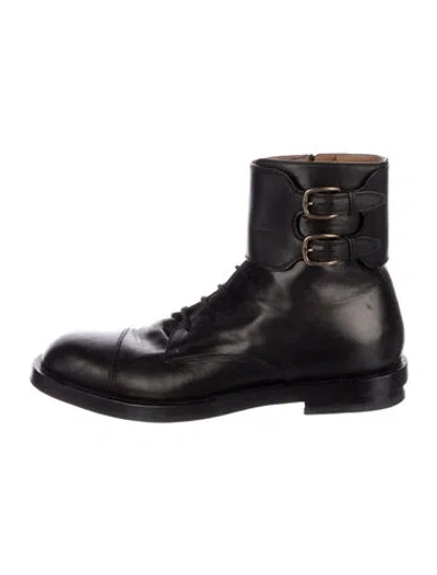 Pre-owned Gucci Leather Boots In Black