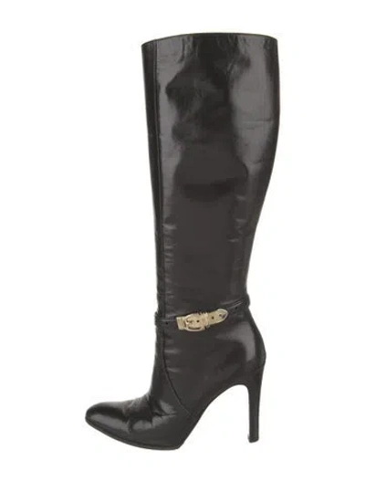 Pre-owned Gucci Leather Boots In Black