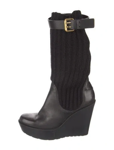 Pre-owned Gucci Leather Boots In Black