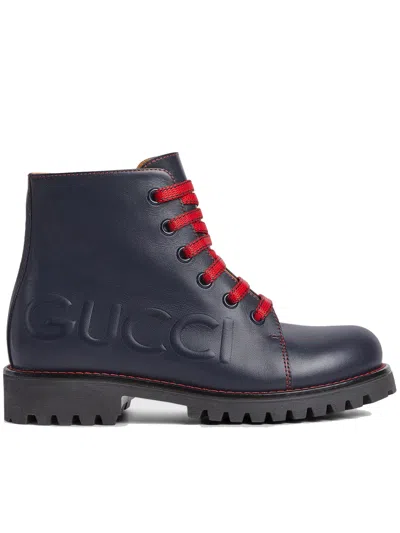 Gucci Leather Boots In Blue