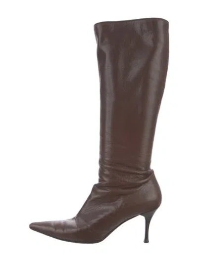 Pre-owned Gucci Leather Boots In Brown