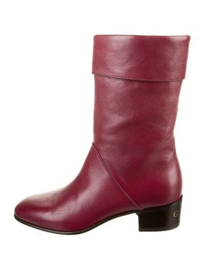 Pre-owned Gucci Leather Boots In Burgundy
