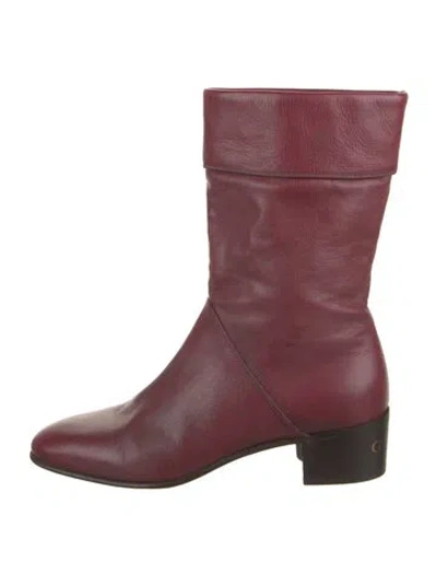 Pre-owned Gucci Leather Boots In Burgundy
