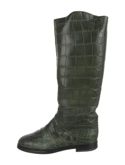Pre-owned Gucci Leather Boots In Green
