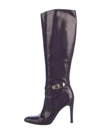 Pre-owned Gucci Leather Boots In Purple