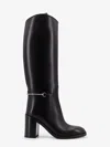 Gucci Women Black Boots With Side Clamp And Web Detail In Leather Woman In Black