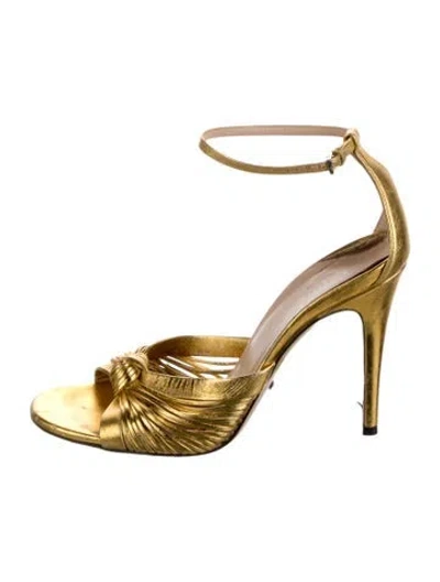 Pre-owned Gucci Leather Bow Accents Sandals