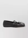 Gucci Leather Bow Detail Squared Toe Ballet Flats