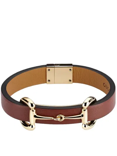 Gucci Leather Bracelet With Horsebit In Brown