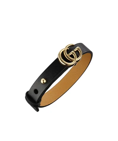 Gucci Leather Bracelet With Double G In Neutral