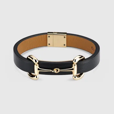 Gucci Leather Bracelet With Horsebit In Black