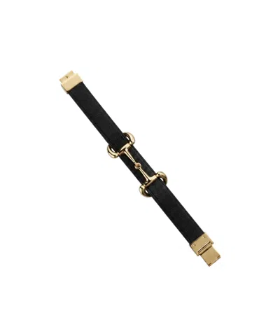 Gucci Leather Bracelet With Horsebit In Black