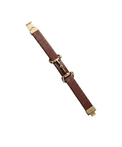 Gucci Leather Bracelet With Horsebit In Brown