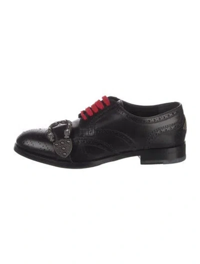 Pre-owned Gucci Leather Brogues In Black