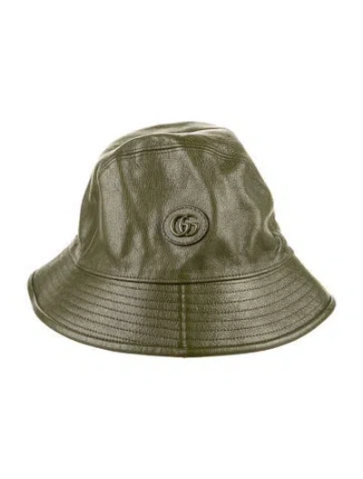 Pre-owned Gucci Leather Bucket Hat In Green