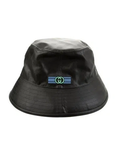 Pre-owned Gucci Leather Bucket Hat W/tags In Black