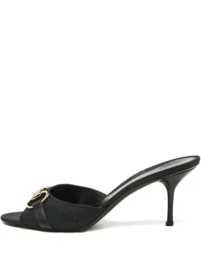 Pre-owned Gucci Leather Buckle Slides Sandals